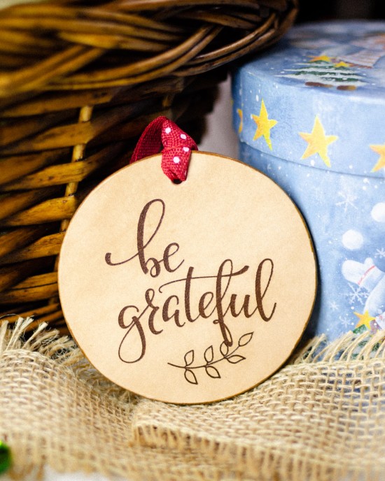 "Be Grateful" Handmade Leather Ornament
