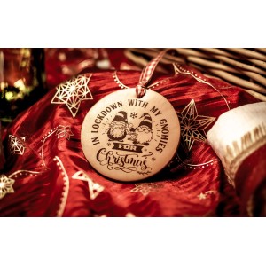 "In Lockdown With My Gnomies" Handmade Leather Ornament