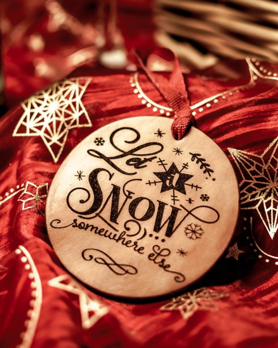 "Let It Snow, Someplace Else" Handmade Leather Ornament