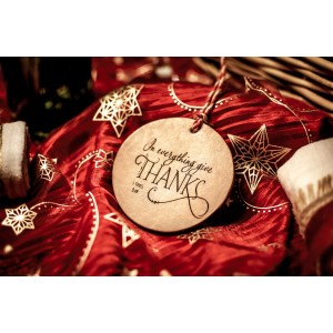 "Give Thanks" Handmade Leather Ornament