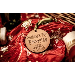 "Smiling Is My Favorite" Handmade Leather Ornament