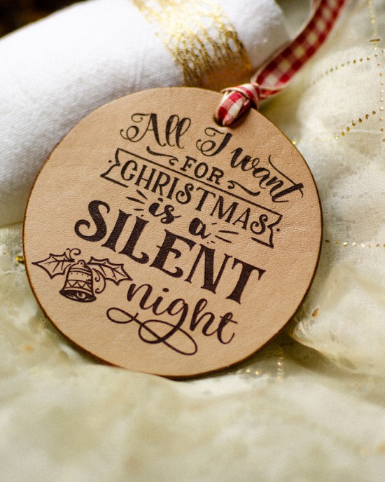 "All I Want For Christmas" Handmade Leather Ornament