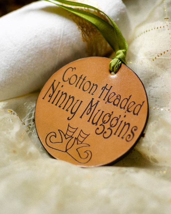 "Cotton Headed Ninny Muggins" Handmade Leather Ornament