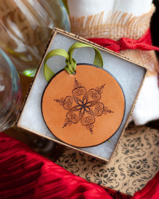 "Snowflake" Handmade Leather Ornament